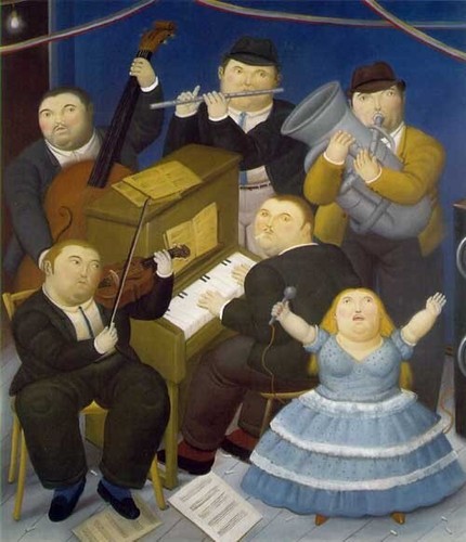Hand-painted Oil painting Reproduction Fernando Botero concert on canvas - Picture 2 of 2