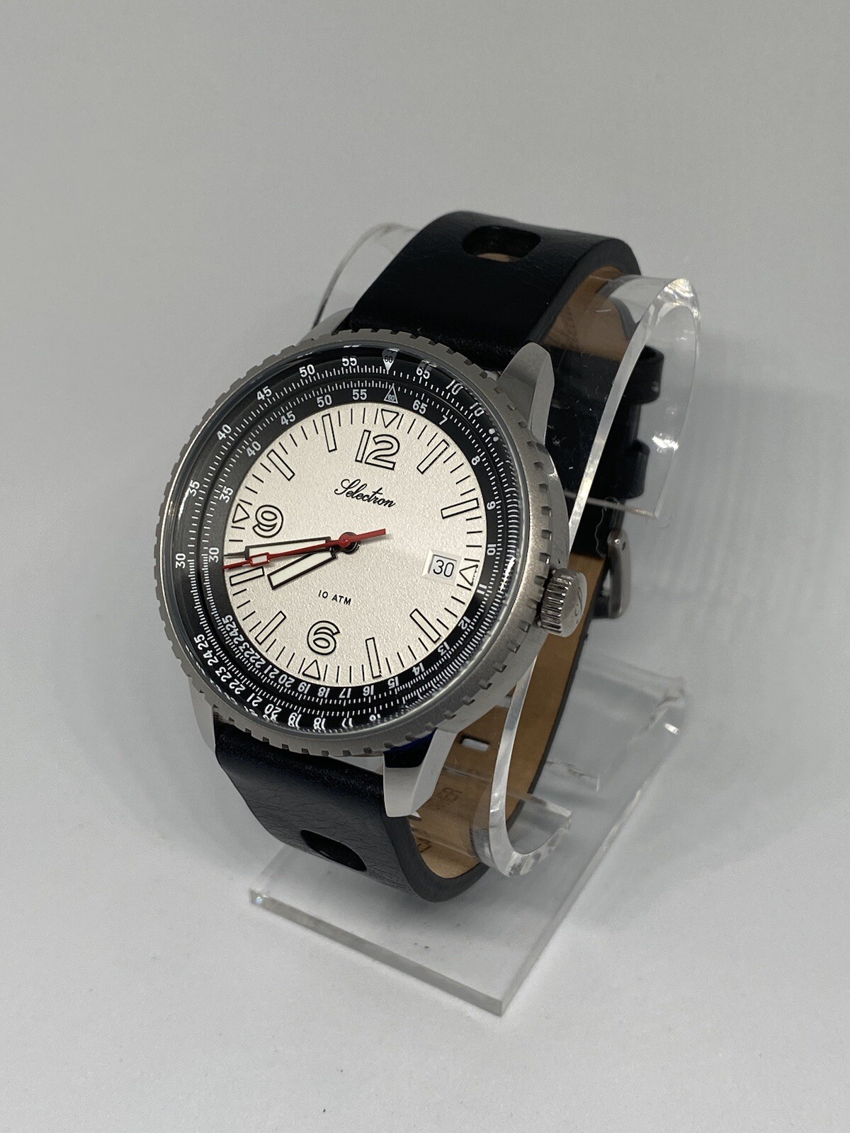 Selectron White Maverick SMAV 06 Aviator Black Leather watch swiss | eBay