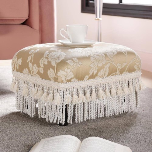 Jennifer Taylor Ottomans 15"W Fabric Upholstered Rectangle Accent Gold Floral - Picture 5 of 9