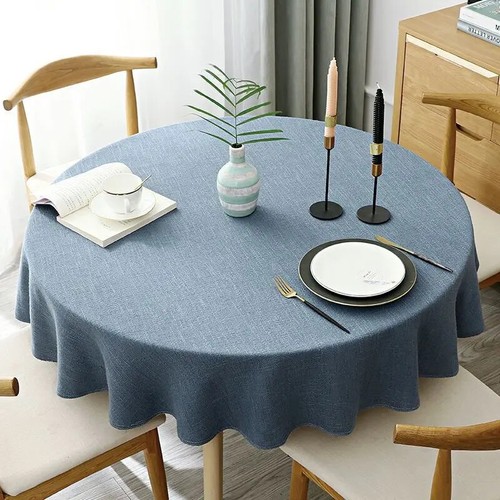 Round Tablecloth Solid Color Table Cover for Table Cloth Dining Tea Home - Picture 9 of 32
