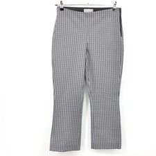 Everlane Women Size 8 Pants Gray Black Checkered Plaid Cropped Flare Trousers