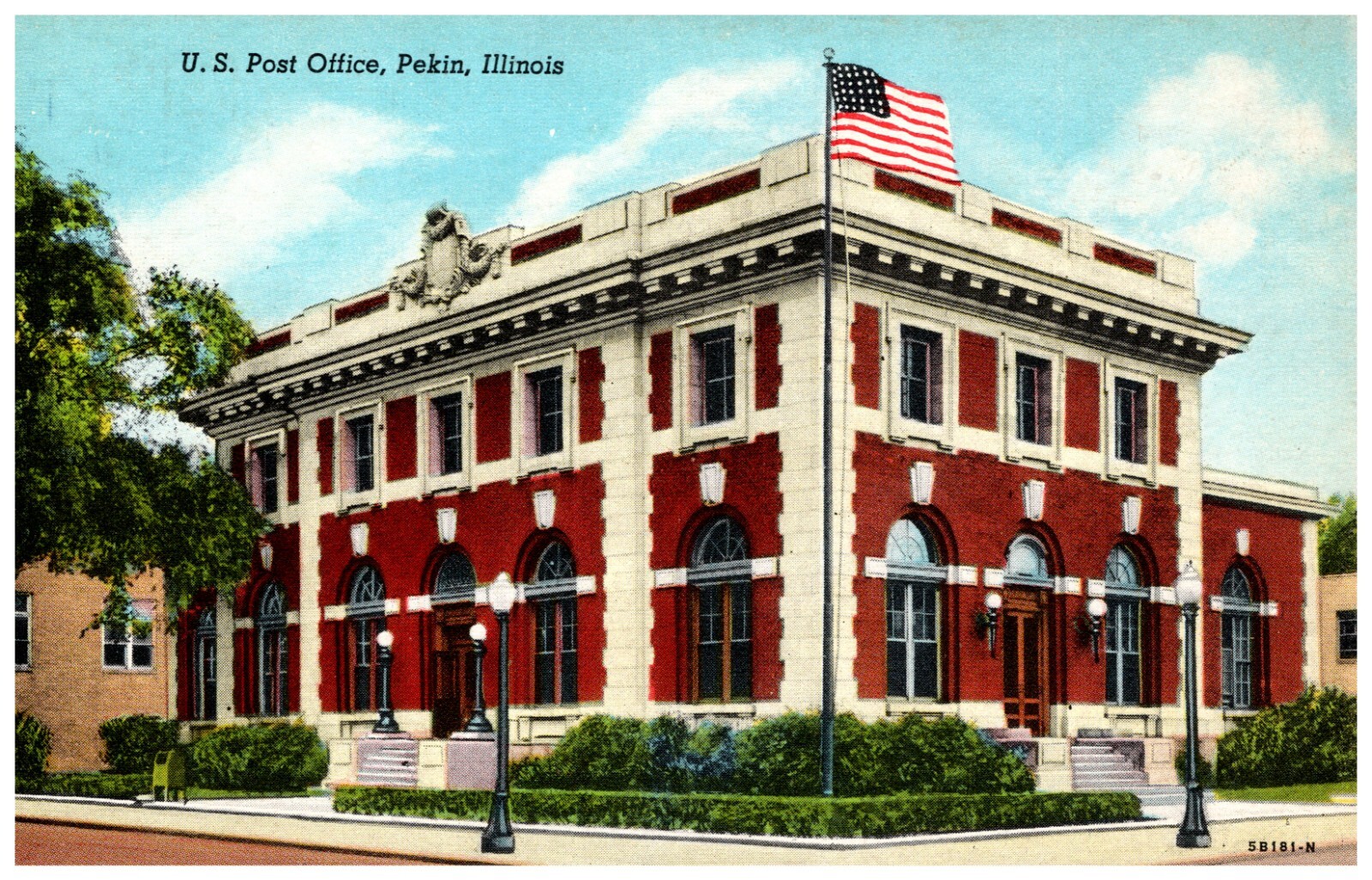 Postcard Pekin IL U.S. Post Office eBay