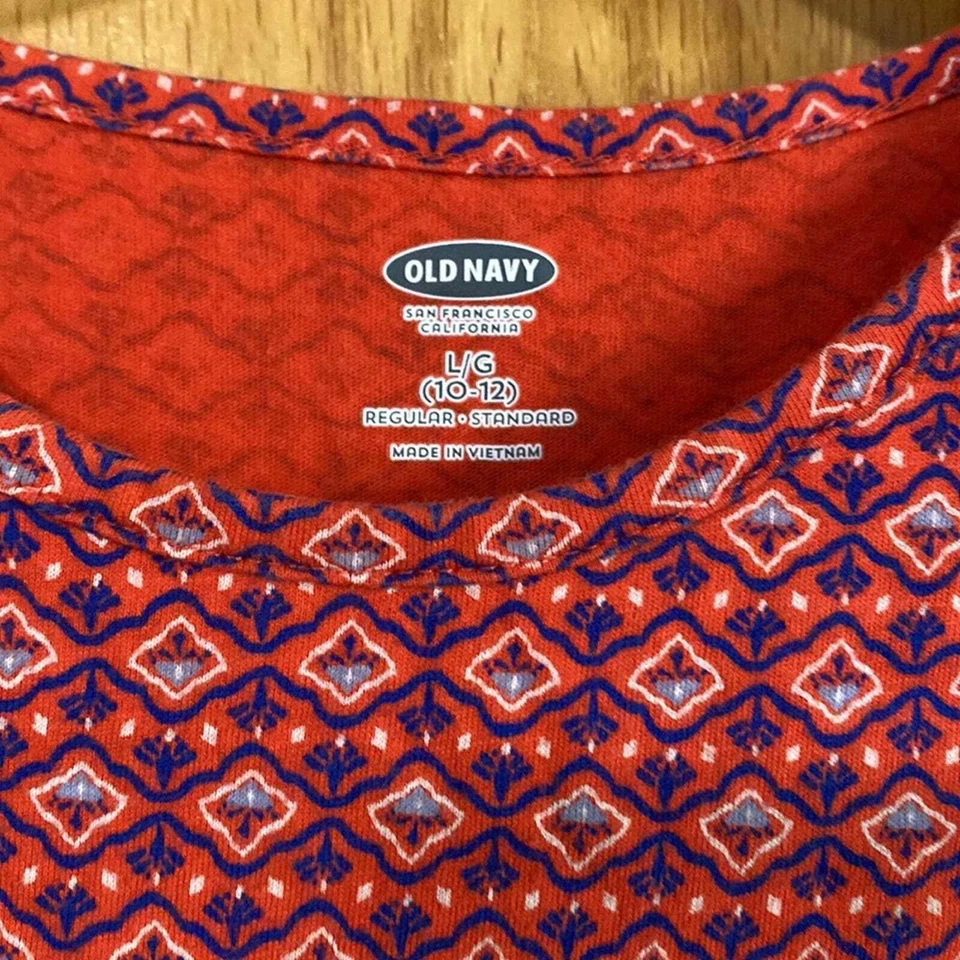 Vestido estampado naranja y azul para niñas Old Navy (10/12) Foto 2 de 4