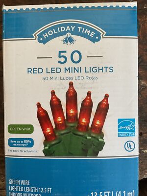 Holiday Time LED 50 Mini Lights 50 Count Green Wire