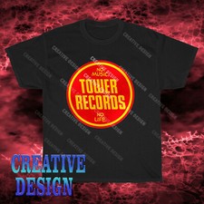 New Design Tower Records No Music No Life Logo T-Shirt Funny Size S to 5XL