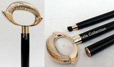 Nautical Style Brass Design Round Handle Black Wooden Shaft Walking Cane Stick