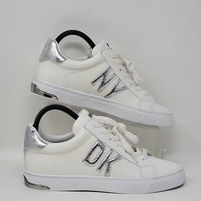 DKNY Abeni Women's Size 10 Lace Up Sneakers Low-top Casual White Silver New
