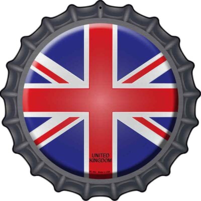 United Kingdom Novelty Metal Bottle Cap Aluminum Circle Plaque Sign Wall Decor