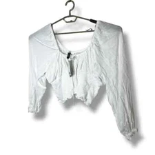 Divided by H&M White Smocked Cropped Top Size XL New