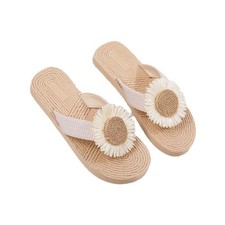 Womens Flat Flip Flops Sunflower Pattern Non-...