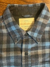 Weatherproof Vintage Size M Flannel Shirt Long Sleeve Blue Grey Check Classic