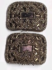 Antique Victorian cut steel marcasite large floral ornate shoe buckles clips