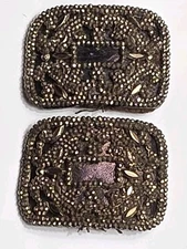 Antique Victorian cut steel marcasite large floral ornate shoe buckles clips
