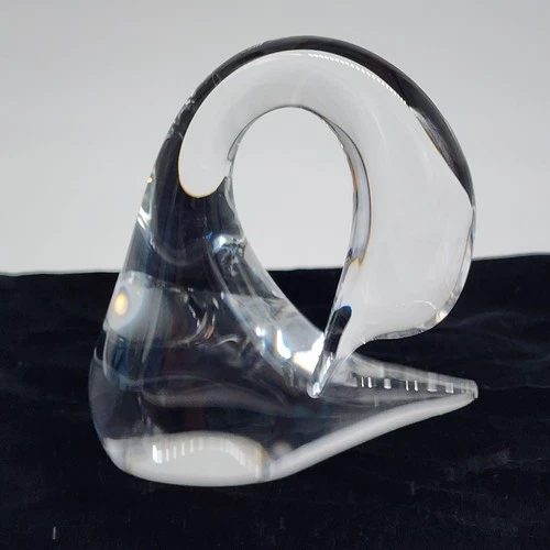 Daum France Crystal Swan Figurine Paperweight 5.25" High