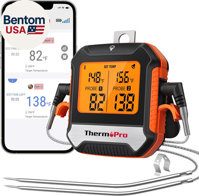 450 Ft Bluetooth Meat Thermometer with 2 Probes, Meat Thermometer Digital Wirele