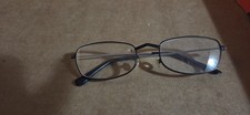 Black Metal Rectangular Full Rim Eyeglasses Frames, Solid, Unisex Adults