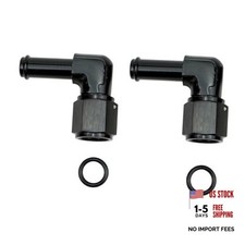 Female 6AN to 3/8 Barb 90 Degree Hose Fitting Adapter Swivel Aluminum Black