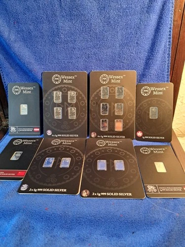 18 x 1gram FINE 999 SOLID SILVER INGOTS IN PRESENTATION BLISTER  PACKS.