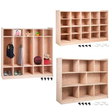 Classroom Storage Cabinet Preschool Wooden Cubby 20 Grids Organizer W/ Casters