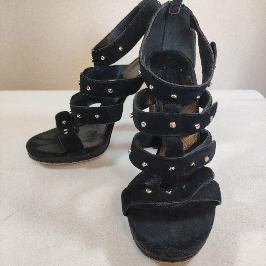 APL GUCCI Mules sandali tacco borchie camoscio nero EU37 US7 90566c