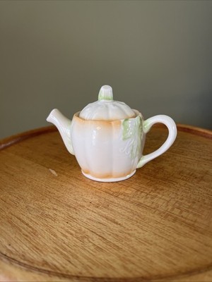 Belleek Ireland Porcelain Miniature, Pumpkin Shaped Teapot 150 Year Celebration