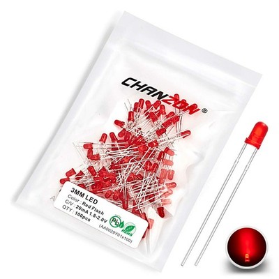   100x Blink LED 3mm/5mm diffus, selbstblinkend, Chanzon, 5 verschiedene Farben