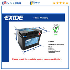 EFB Battery fits RENAULT CAPTUR SCENIC GRAND SCENIC MEGANE Exide 027 EFB