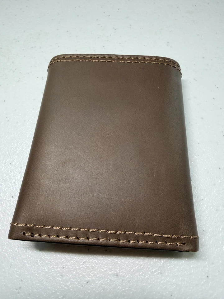 Cartera de Seguridad Columbia Para Hombre RFID Triple Cuero Genuino Marrón Oscuro Nueva/OpBox Foto 2 de 4