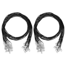 20 Pack 24" Waxed Necklace Cord, 1.5mm Bracelet Cord with Lobster Clasp Black 