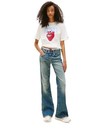 Tommy Jeans Women's Relaxed Strawberry Graphic T-Shirt - White Multi - XL