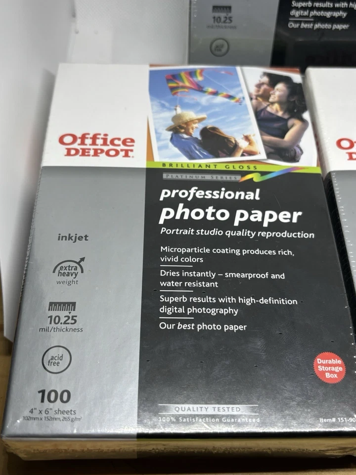 3 Office Depot Professional Photo Paper 100 Sheets Each Box 4x6 Brilliant Gloss - Image 2 of 4