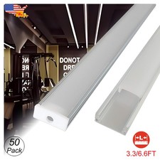 2M Aluminium Led Strip Light Channel U Shape Silver With Frosted Cover 50 Pack