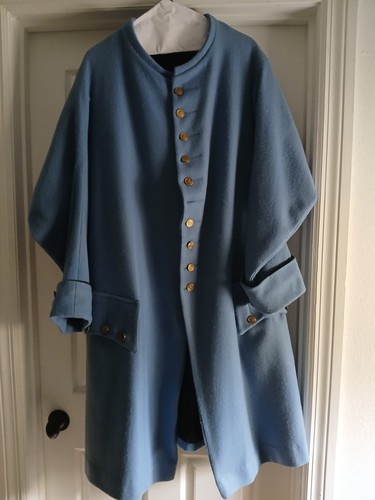 18th Century Reenactment French Blue Wool Frock Coat ,Excellent Condition !