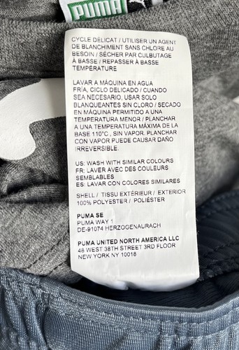 Conjunto de 3 piezas Puma para niños talla 5 blanco gris azul camisa pantalones logotipo conjunto nuevo con etiquetas - Imagen 8 de 9