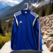 Y2K Men's Adidas Climacool Blue Zip Soccer Track Jacket Size S OLDSTOCK