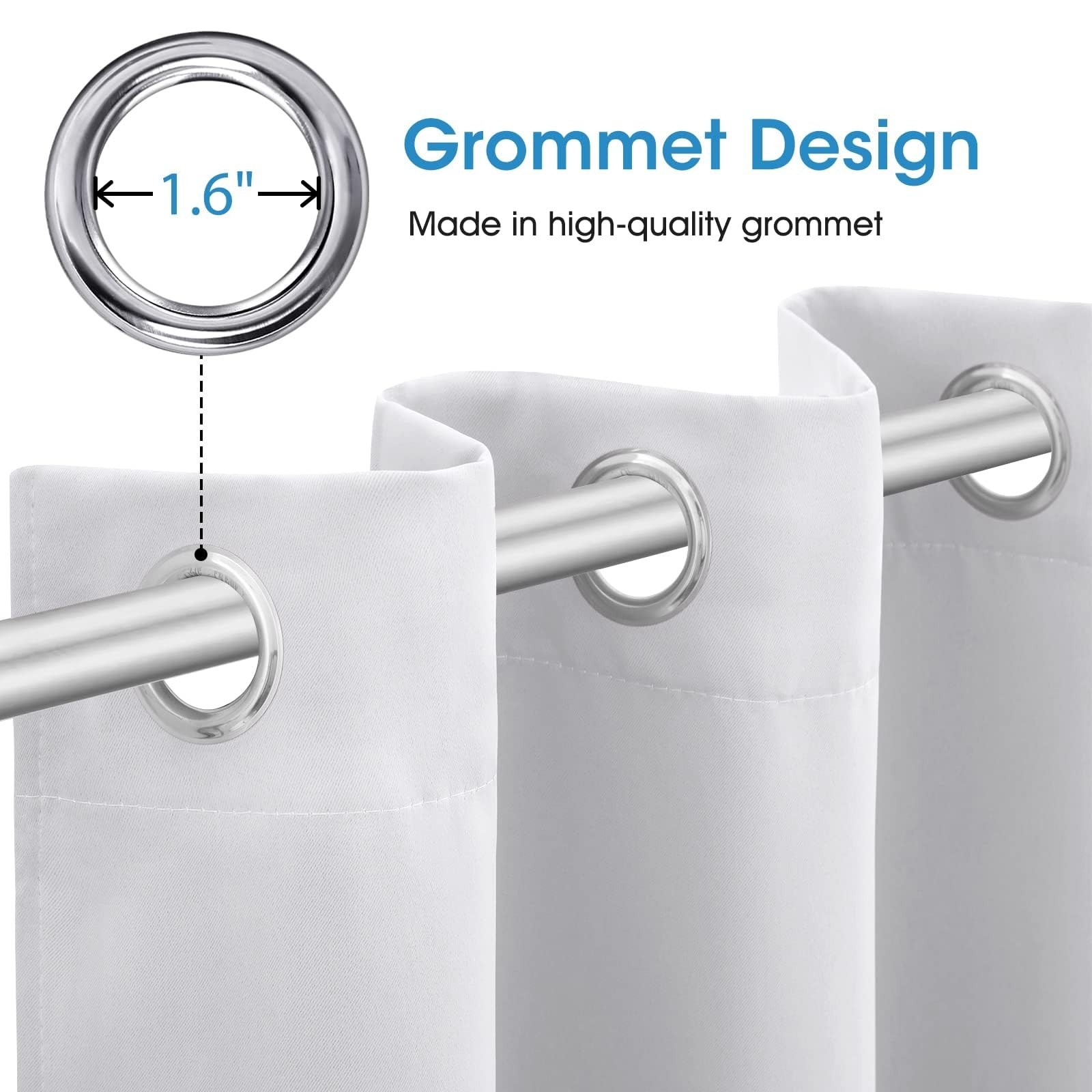 HOMEIDEAS Blackout Curtains 52 X 45 Inch Length Set of 2 Panels Greyish White...