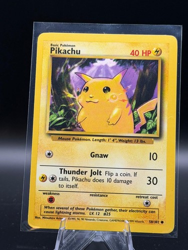 Pikachu 58/102 Common Base Set Unlimited Pokemon Near Mint - Picture 1 of 2