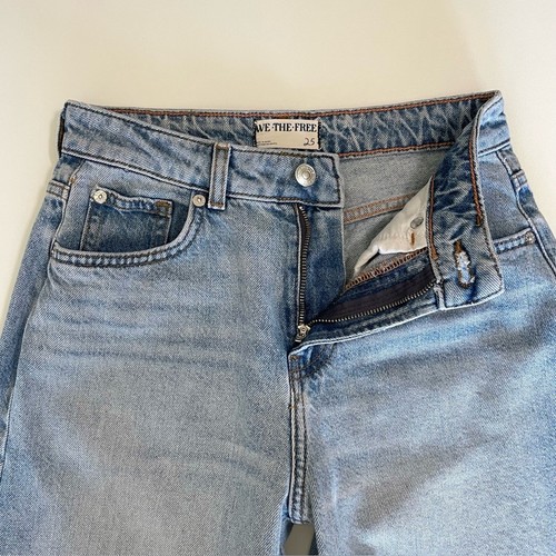 Free People We The Free Westward Barrel Jeans High Waist Tapered Light Wash 25 - Picture 12 of 16