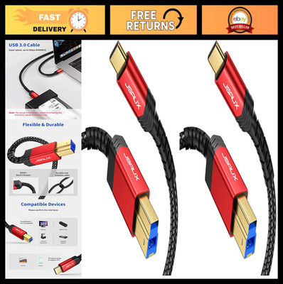 10ft USB 3.0 Type B to USB-C Cable, Nylon Braided, Compatible with Docking Stati