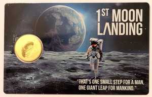 The 1st Moon Landing Chad 3000 Francs 1/1000 oz 999 Fine Gold Coin in Assay Card