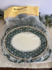 The Needle Crafter Pre-finished Oval Cross Stitch Frame Ruffle Ducks Lace