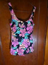 Vintage 90s Floral One Piece Swimsuit High Cut Tropical Beach Sz M