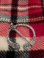SCOTTISH CELTIC VINTAGE STERLING SILVER 925 PENANNULAR SASH KILT PIN BROOCH