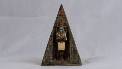 Ancient Egyptian Antiquities Statue Stone Pyramids with God Osiris Sculpture