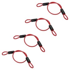 4 Pcs 3/16" Dia 2 ft (20") Vinyl Coated Stainless Steel Cable with Loops, Red