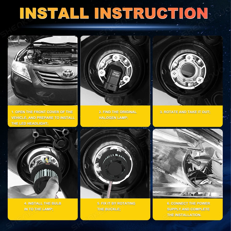 For Chevy Aveo/Aveo5 2004-2008 6000K 4x LED Headlight High/Low + Fog Light Bulbs - Image 4 of 4