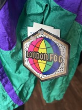 VTG London Fog Windbreaker Jacket Colorblock Wom Med M-Small Boys 18-20 NEW 80  s
