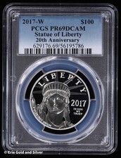 2017-W $100 Proof 1 oz Platinum Eagle Statue of Liberty PCGS PR 69 DCAM 2551.81 per troy oz