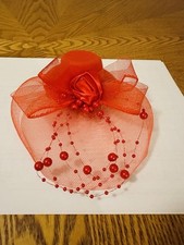 Derby Fascinator/hats /Derby/cocktail/Feather . Red Color. Clip On