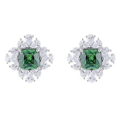 Certified 2ct Lab Grown Emerald Diamond Rhombus Stud Earrings, 18K Gold Vermeil